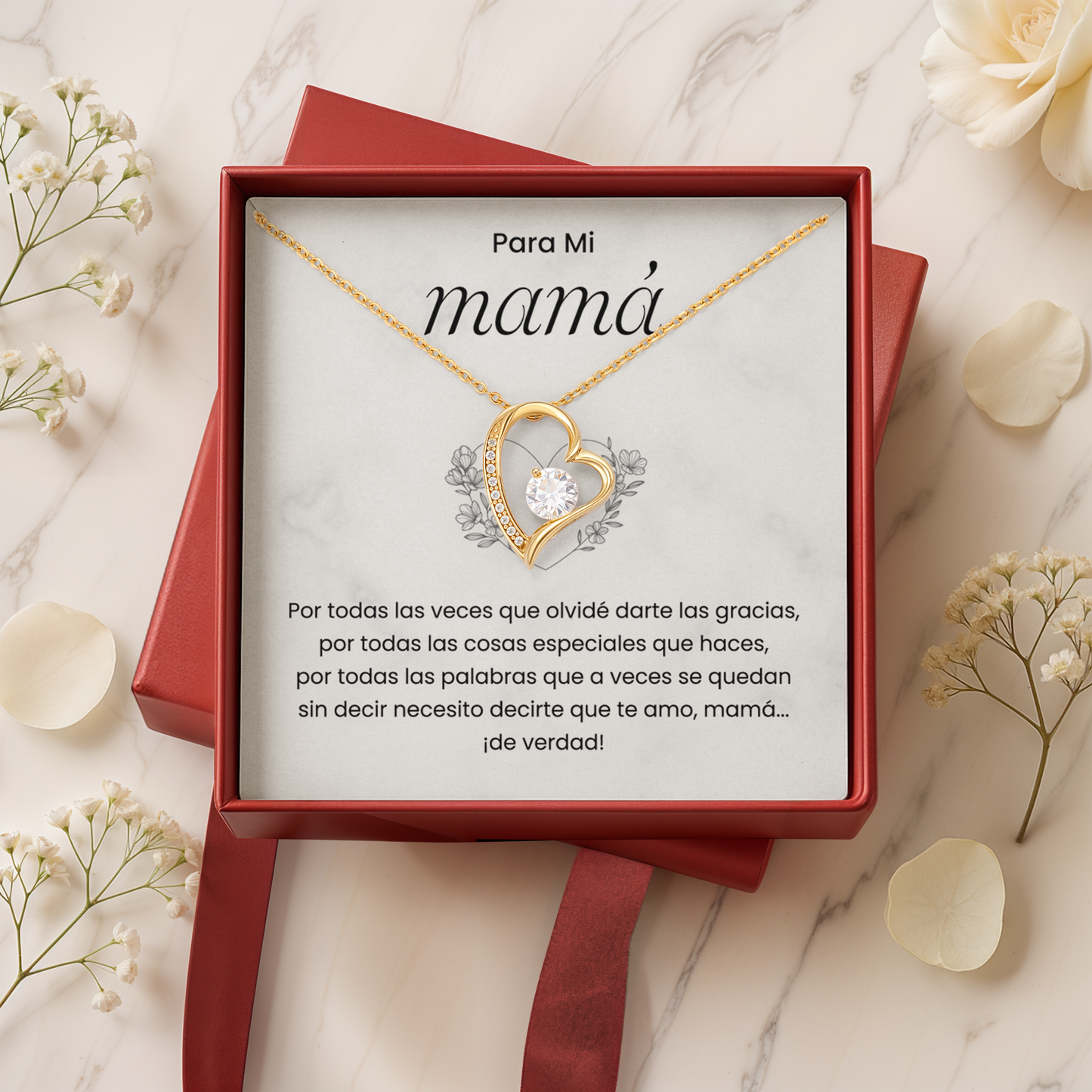 Collar de Mamá en Español con Tarjeta de Mensaje