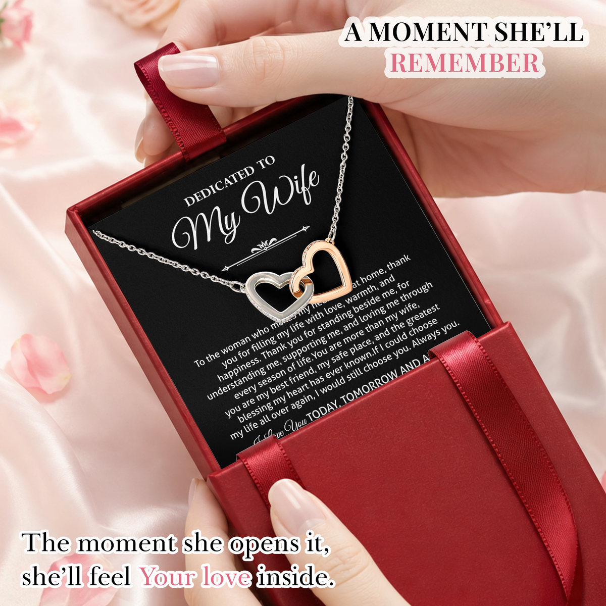 Wife Necklace from Husband Interlocking Hearts Anniversary Gift