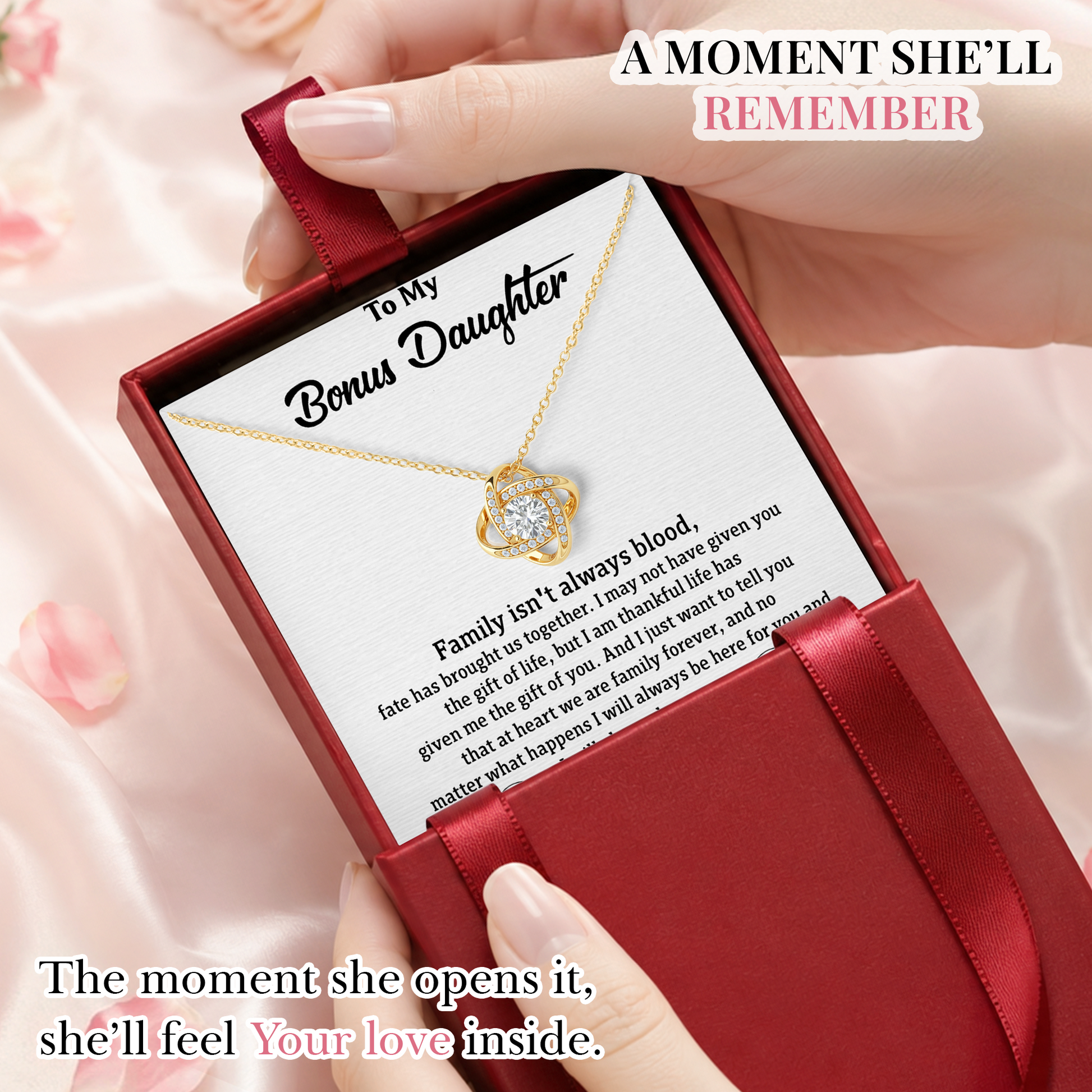 Bonus Daughter Necklace Gift, Meaningful Family Jewelry for Bonus Daughter