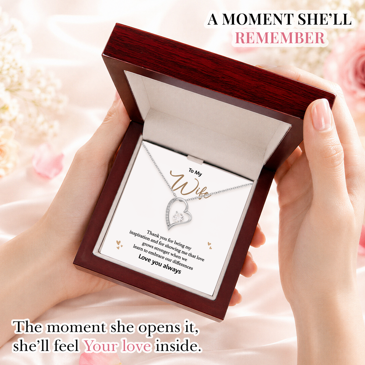 Love Grows Stronger Wife Necklace from Husband Anniversary Gift