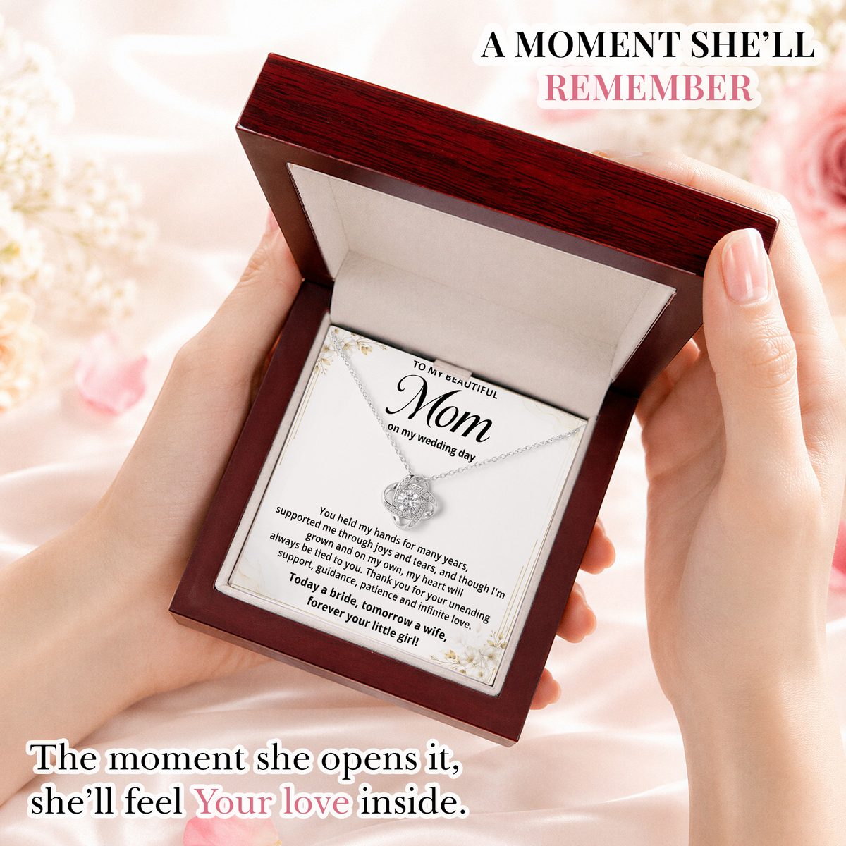 Mom Necklace on Wedding Day Mother Daughter Wedding Gift