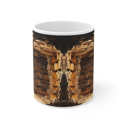 3D Bookshelf Ceramic white Mug 11oz