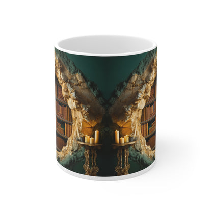 3D Bookshelf Ceramic white Mug 11oz