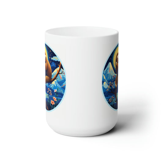 Cartoon sloth hanging white Mug 15oz