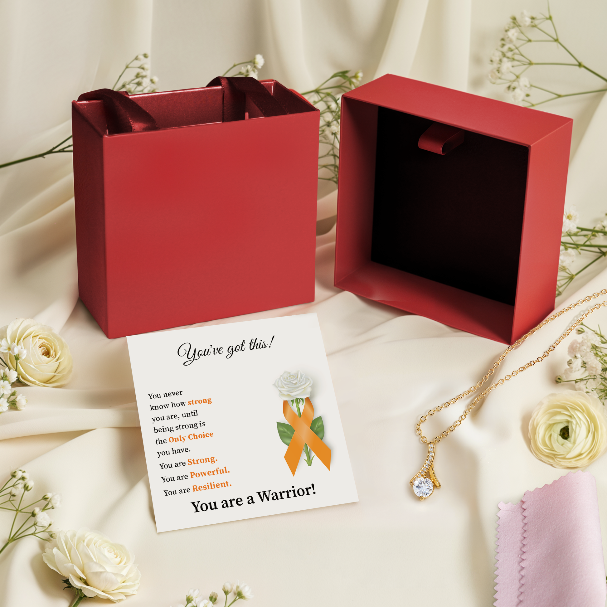 You’ve Got This Orange Ribbon Necklace Warrior Strength Gift for Her