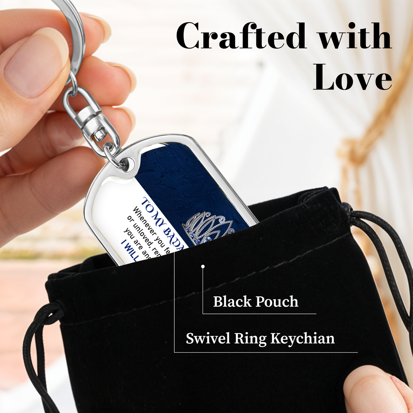 Badass Wife Keychain  Necklace - Anniversary, Birthday From Husband