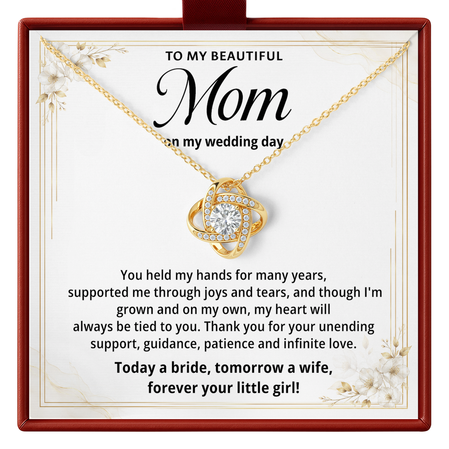 Mom Necklace on Wedding Day Mother Daughter Wedding Gift