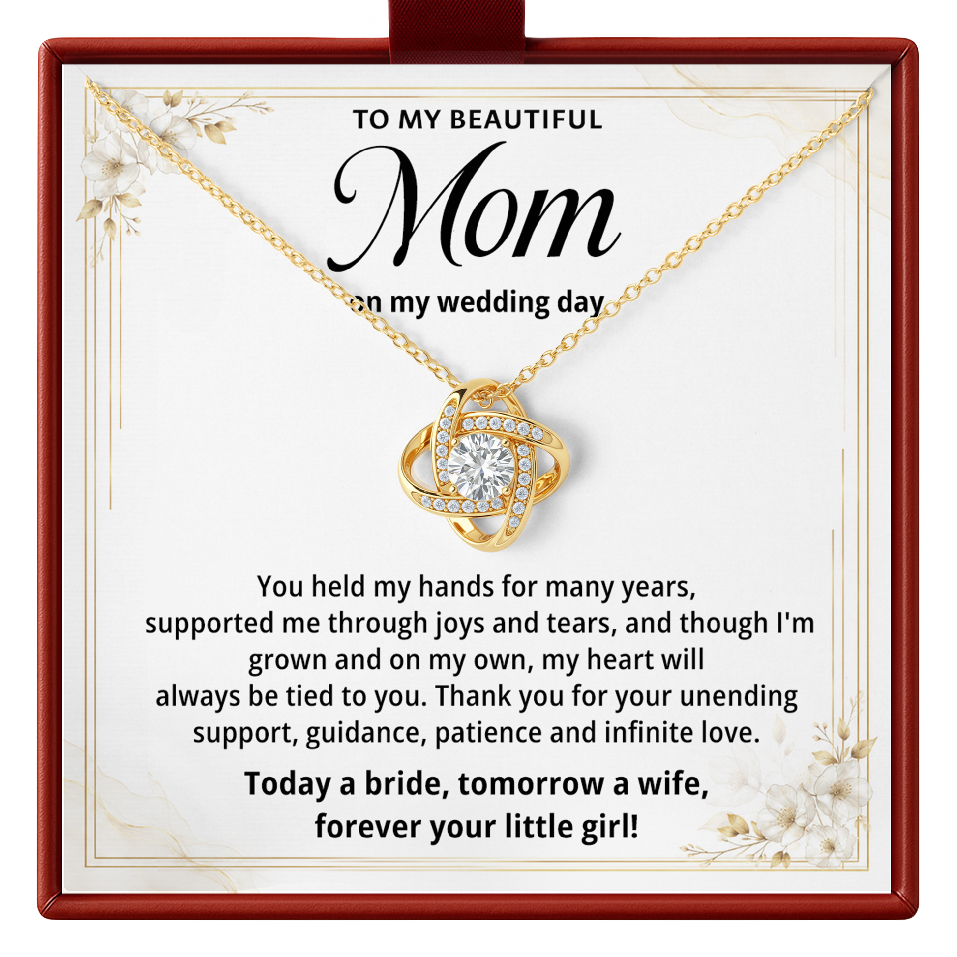 Mom Necklace on Wedding Day Mother Daughter Wedding Gift