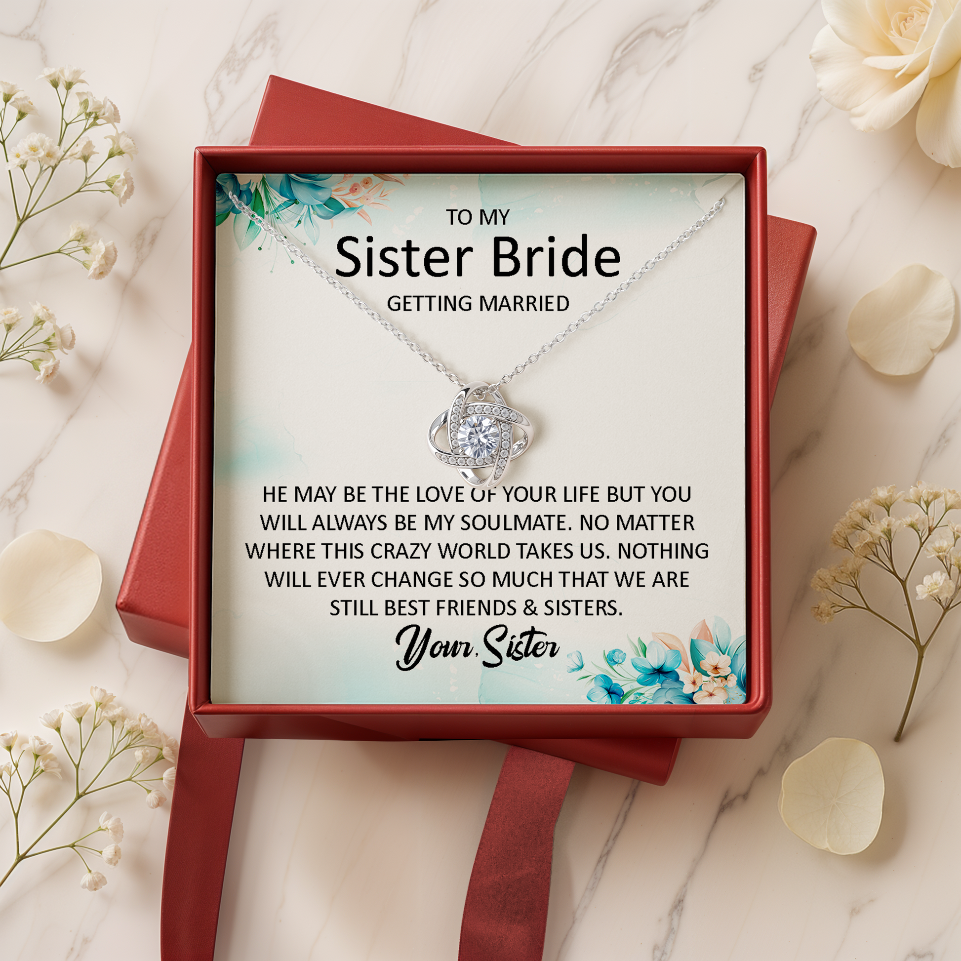 Bride-to-Be Gift from Sister with Message Card Bridal Shower & Wedding Day Keepsake