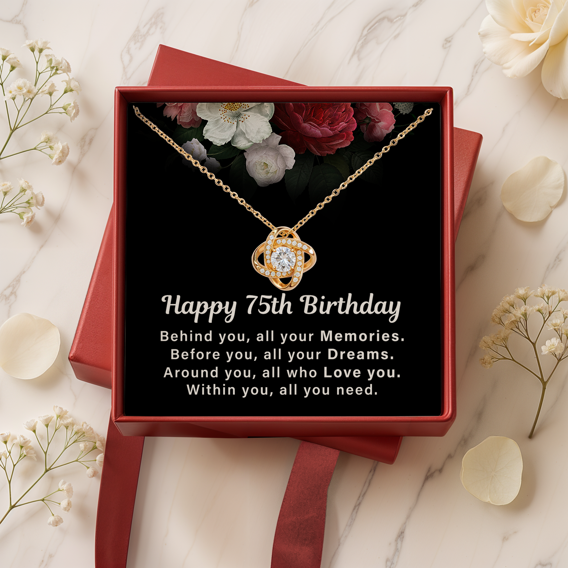 75th Birthday Necklace for Her Gift from Family