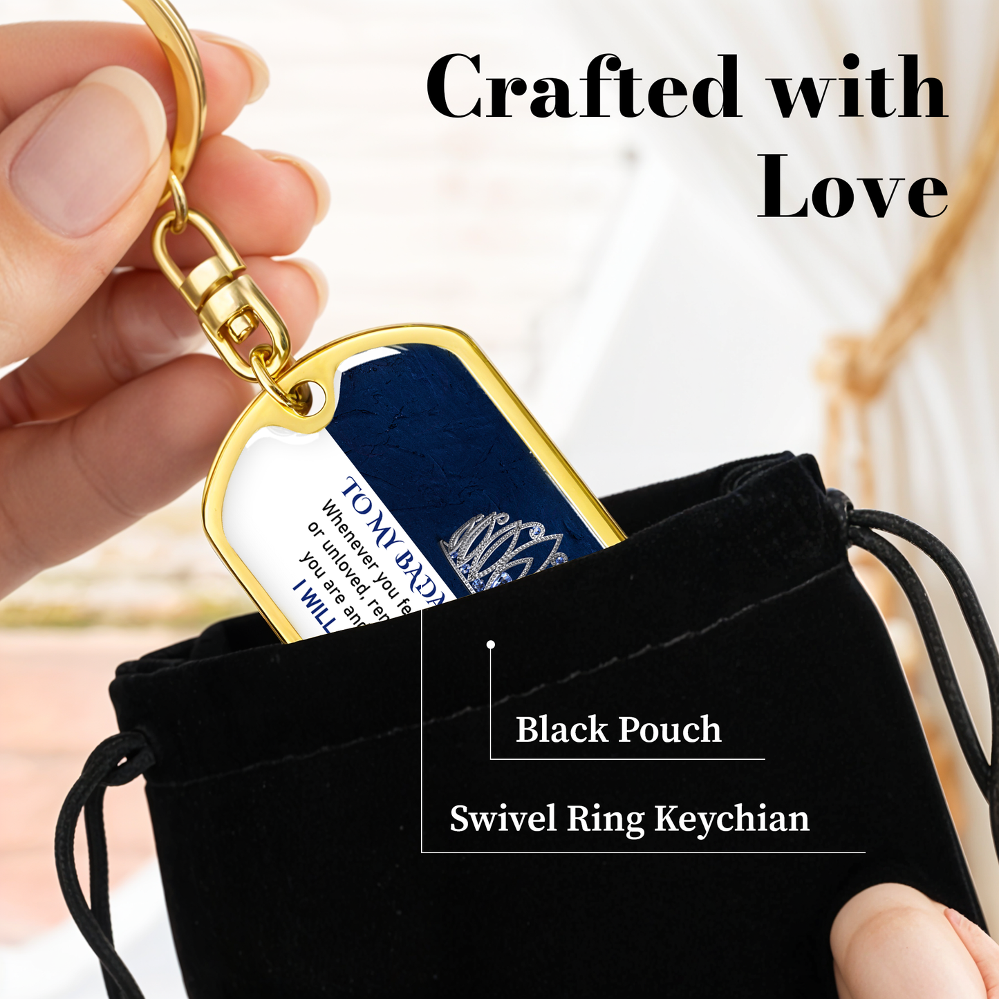 Badass Daughter Keychian Necklace - Birthday, Graduation & Motivational Gift