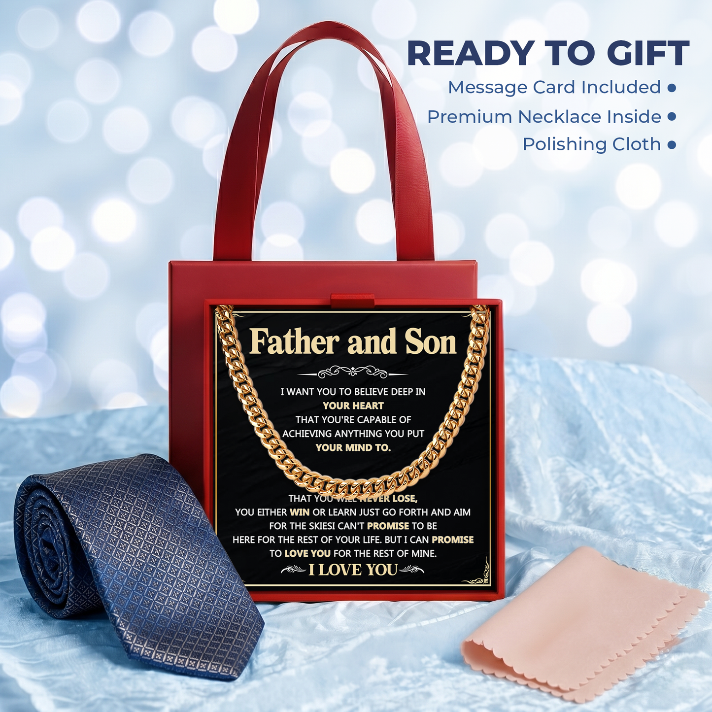 Father and son Cuban link chain Gift for Dad on Father's Day