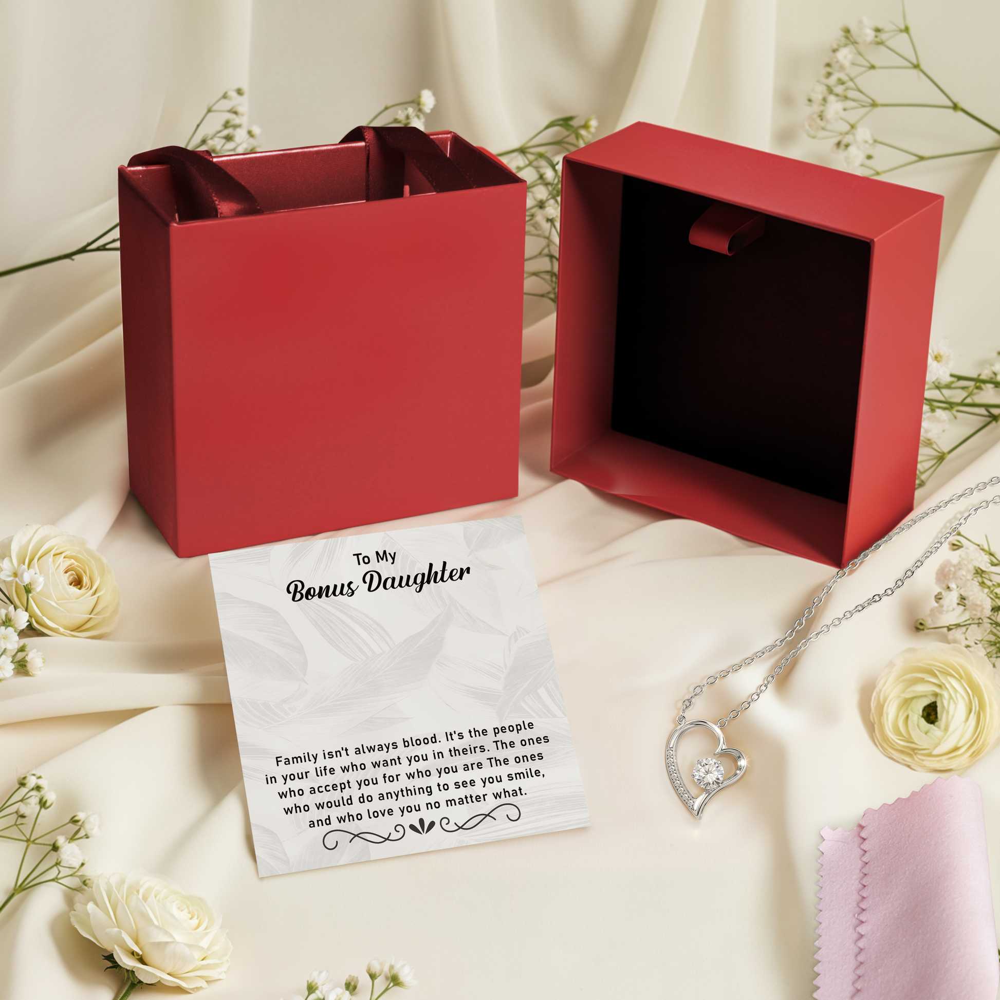 Bonus Daughter Necklace Gift Family Isn't Always Blood Gift from Stepmom or Stepfather