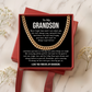 To My Grandson Cuban Link Chain Inspirational Gift from Grandma or Grandpa, Motivational Necklace for Him