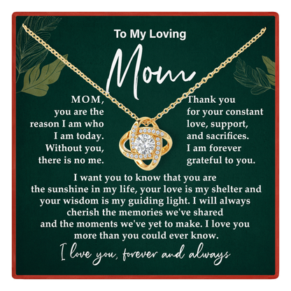 To My Loving Mom Forever Love Necklace, Meaningful Gift for Mother with Message Card
