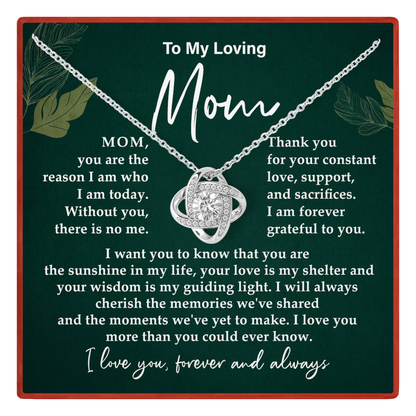 To My Loving Mom Forever Love Necklace, Meaningful Gift for Mother with Message Card