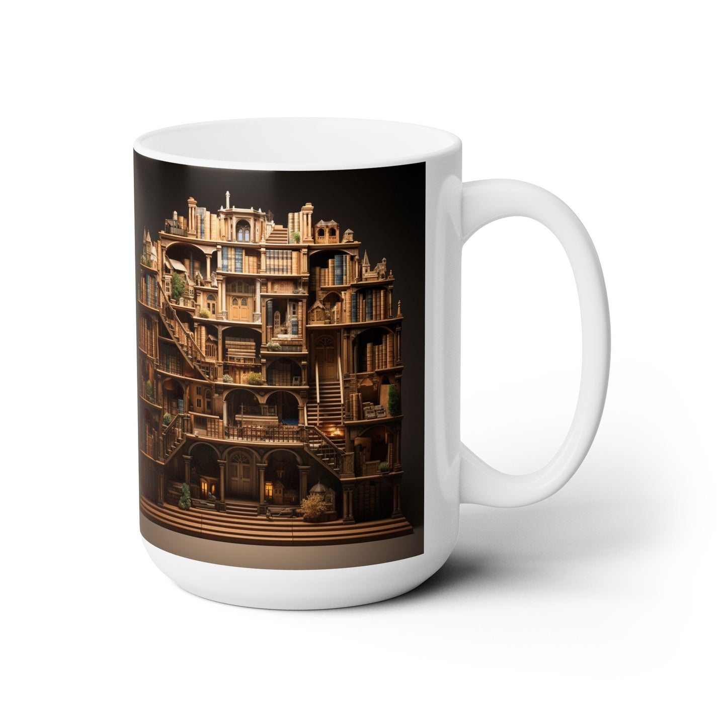 A Whole 3D bookshelf 15oz white Mug