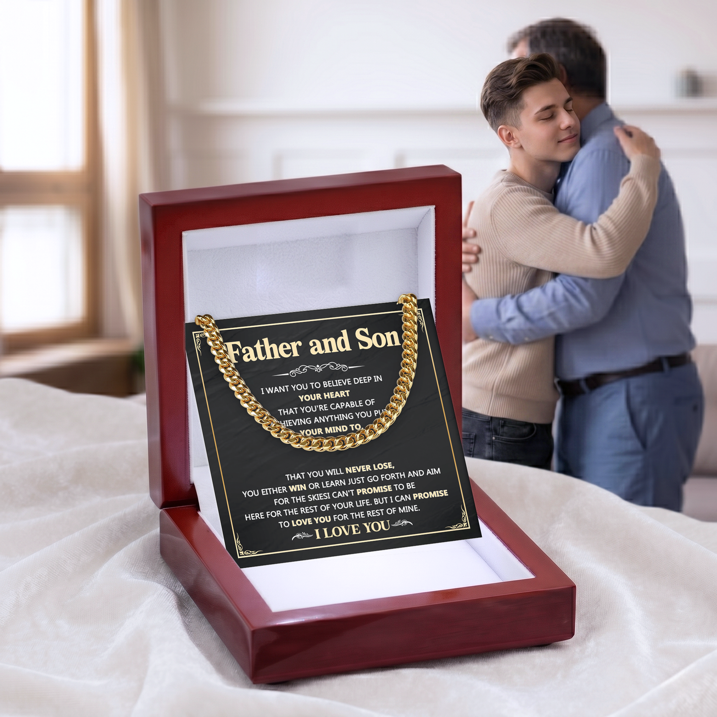 Father and son Cuban link chain Gift for Dad on Father's Day