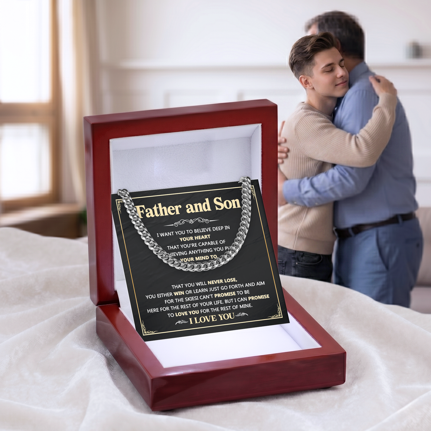 Father and son Cuban link chain Gift for Dad on Father's Day