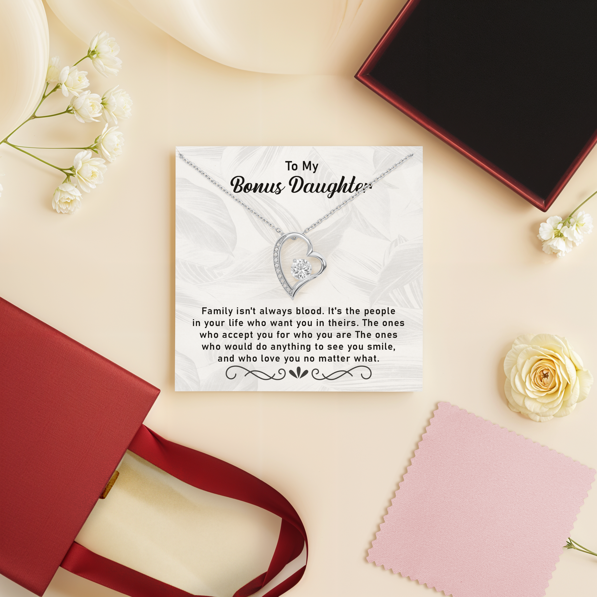 Bonus Daughter Necklace Gift Family Isn't Always Blood Gift from Stepmom or Stepfather