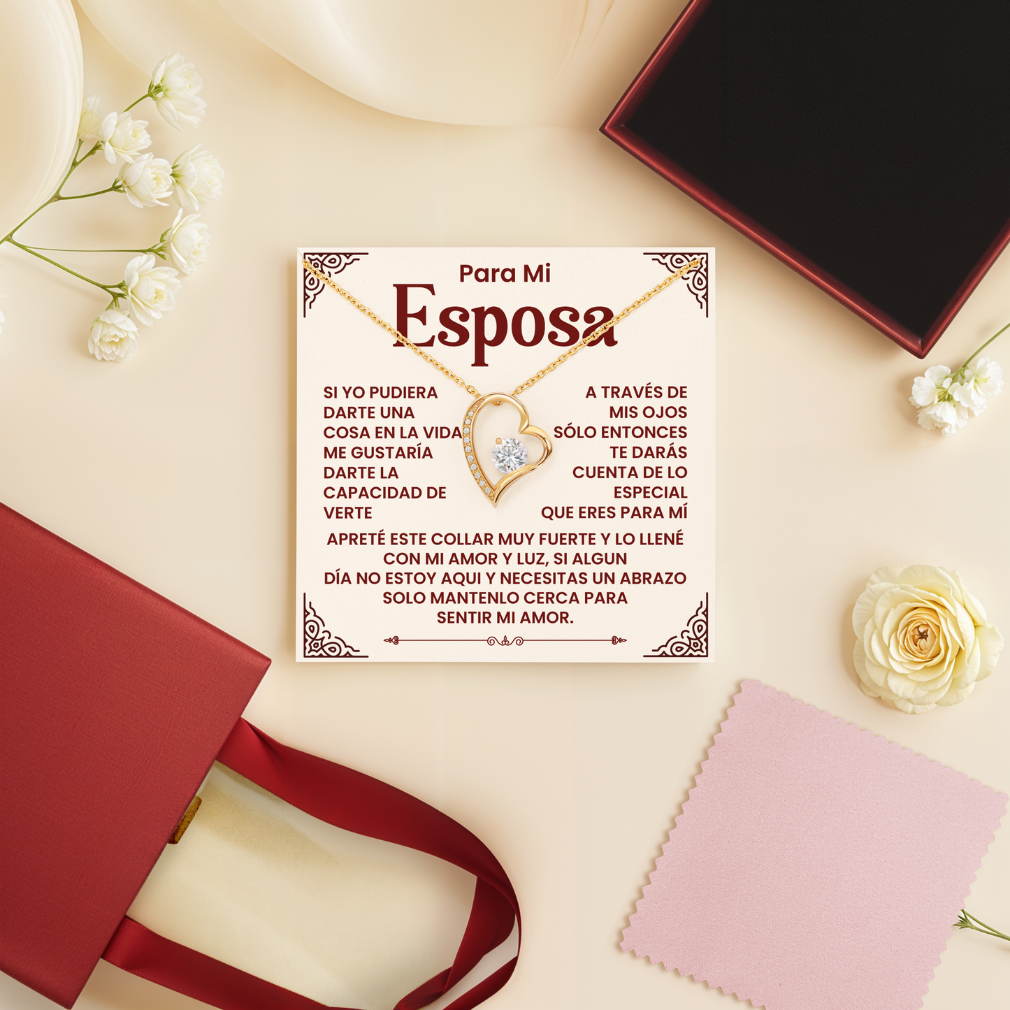 Collar Para Mi Esposa - Regalo Romántico Español con Mensaje de Amor