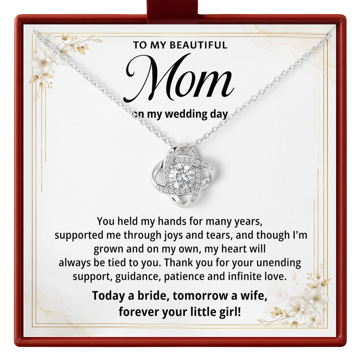 Mom Necklace on Wedding Day Mother Daughter Wedding Gift