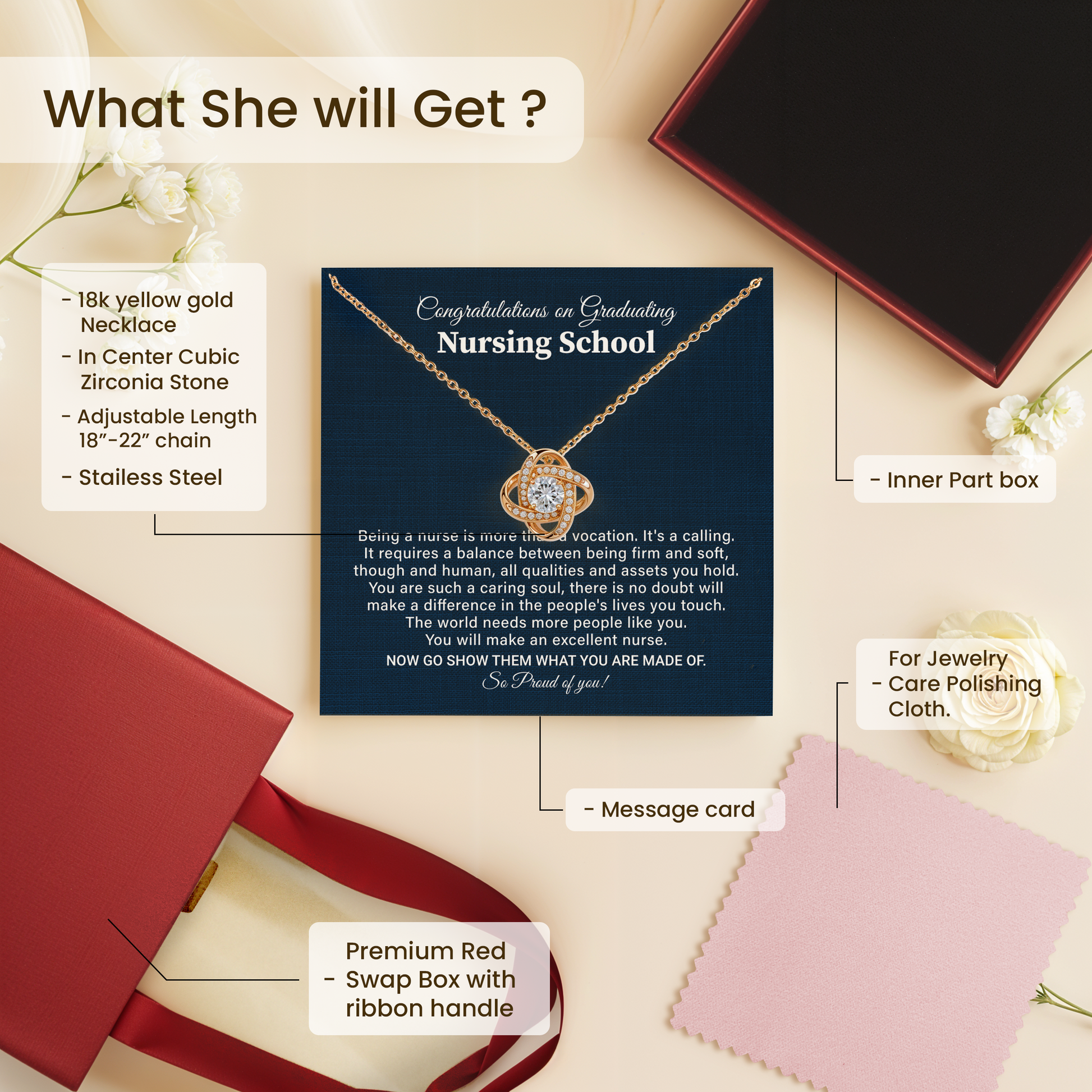 Nursing School Graduation Necklace Gift With Amazing Box