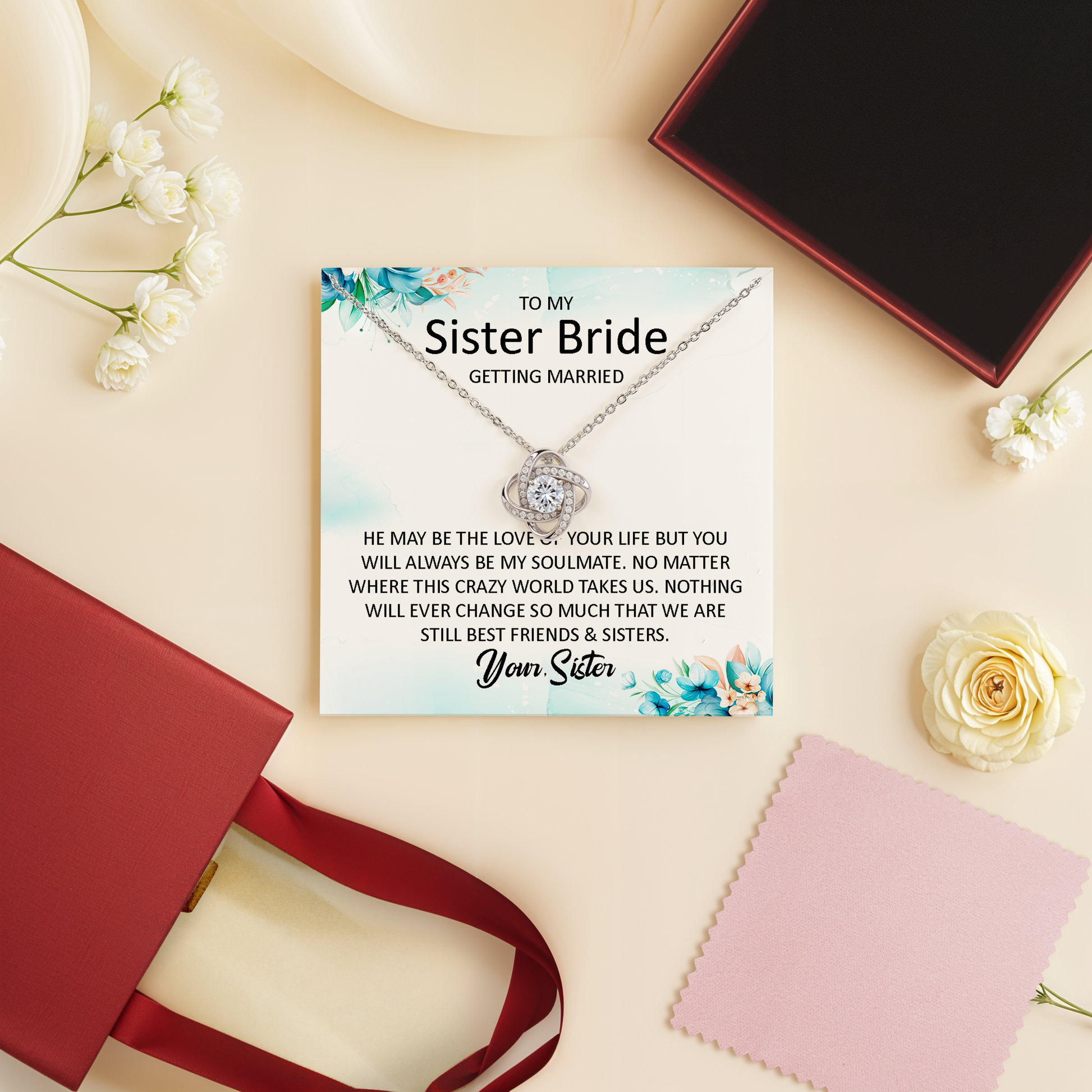 Bride-to-Be Gift from Sister with Message Card Bridal Shower & Wedding Day Keepsake
