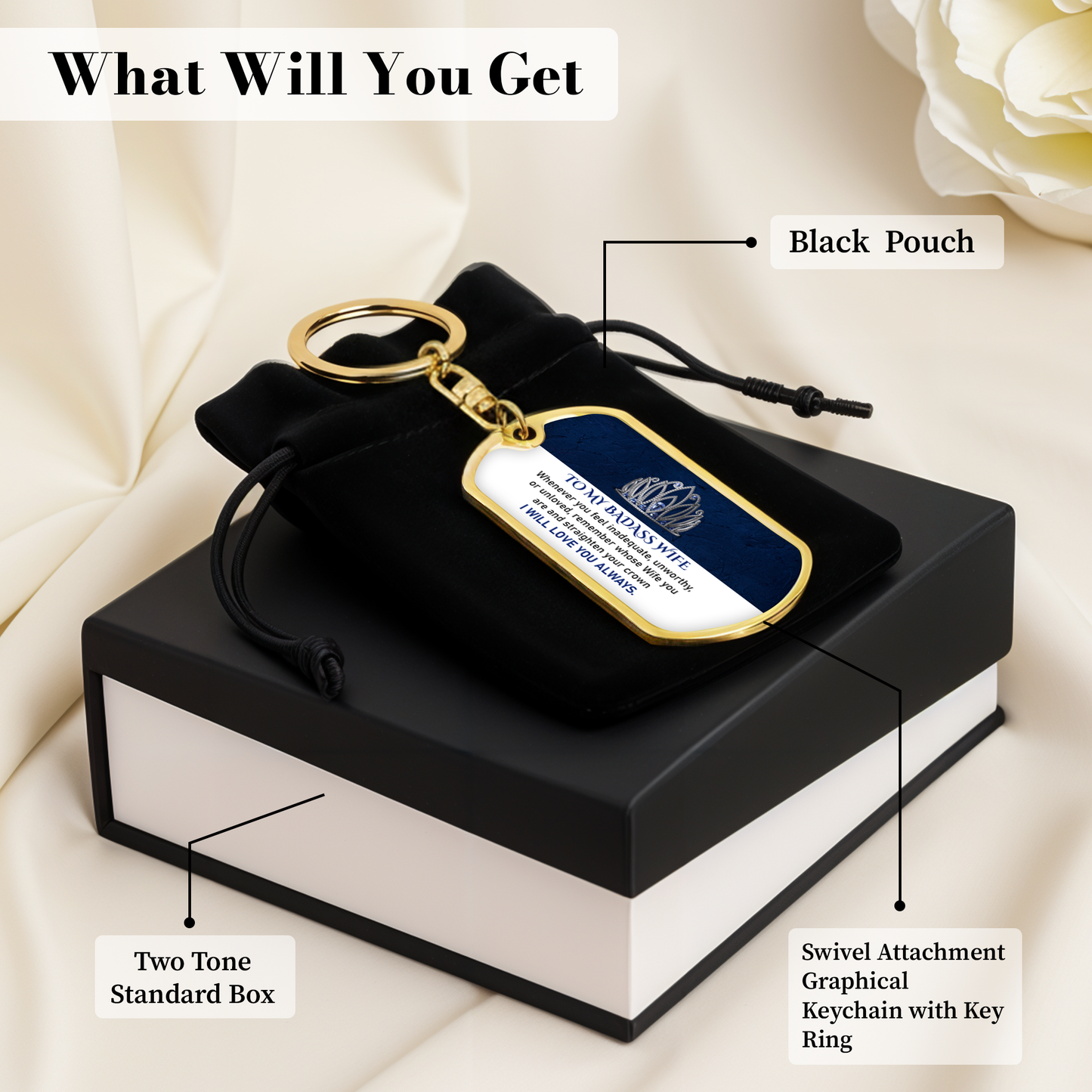 Badass Wife Keychain  Necklace - Anniversary, Birthday From Husband