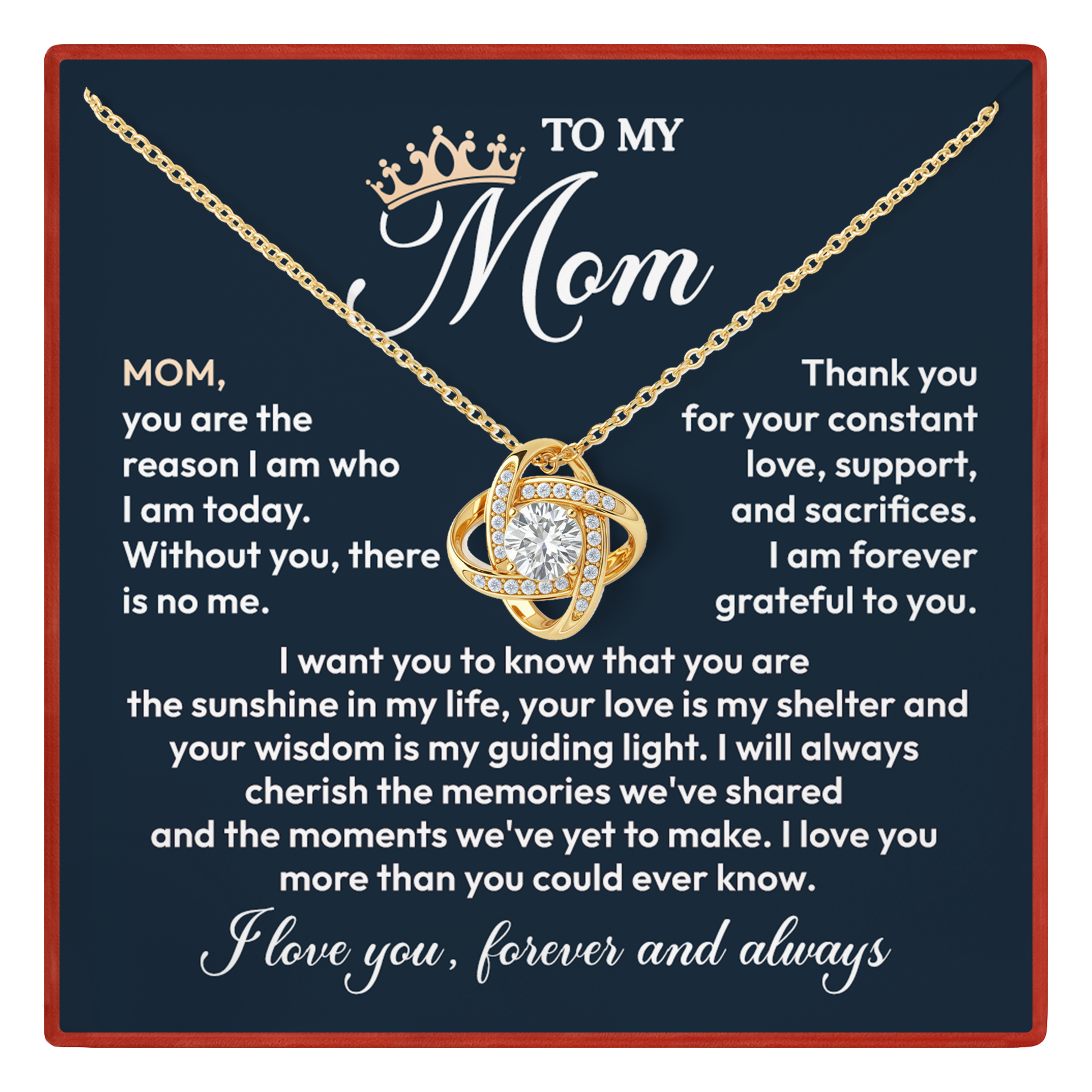 To My Mom Forever Love Necklace, Meaningful Gift for Mother with Message Card