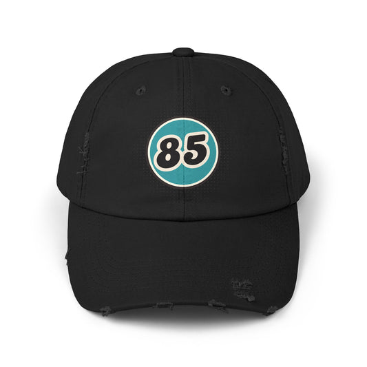 Retro 85 Distressed Black Baseball Dad Hat