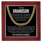 To My Grandson Cuban Link Chain Inspirational Gift from Grandma or Grandpa, Motivational Necklace for Him