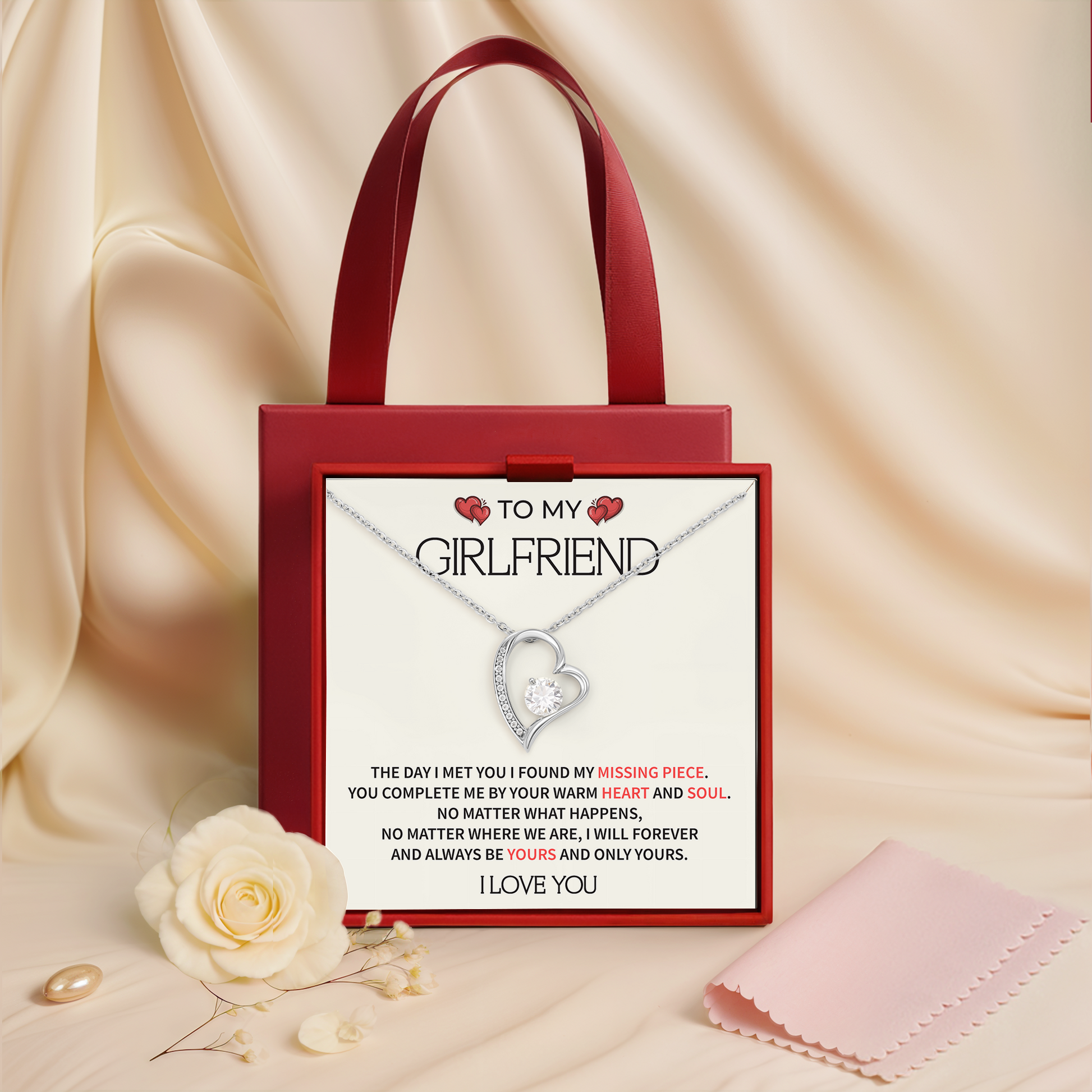 To My Girlfriend - Romantic Valentine's Necklace Gift with Message Card