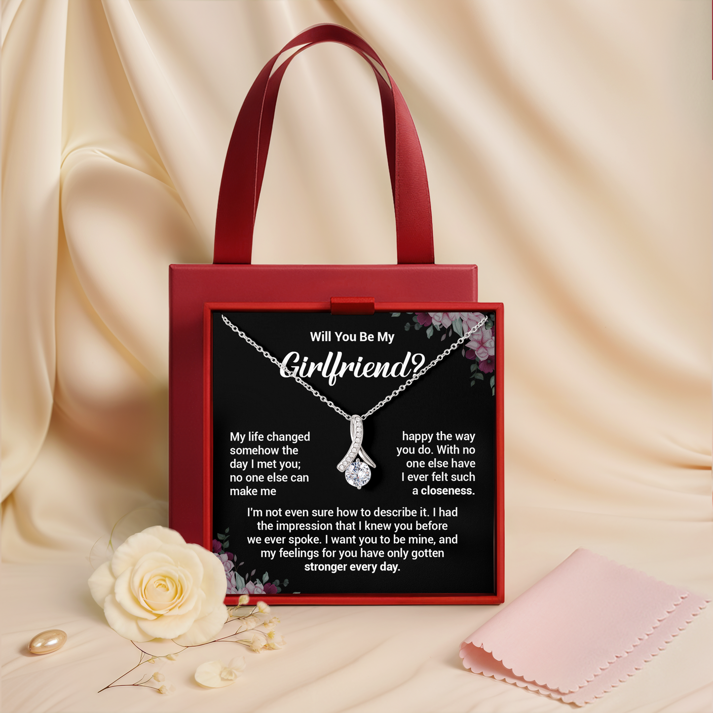 Will You Be My Girlfriend Necklace Romantic Proposal Gift for Her with Wishbone Necklace