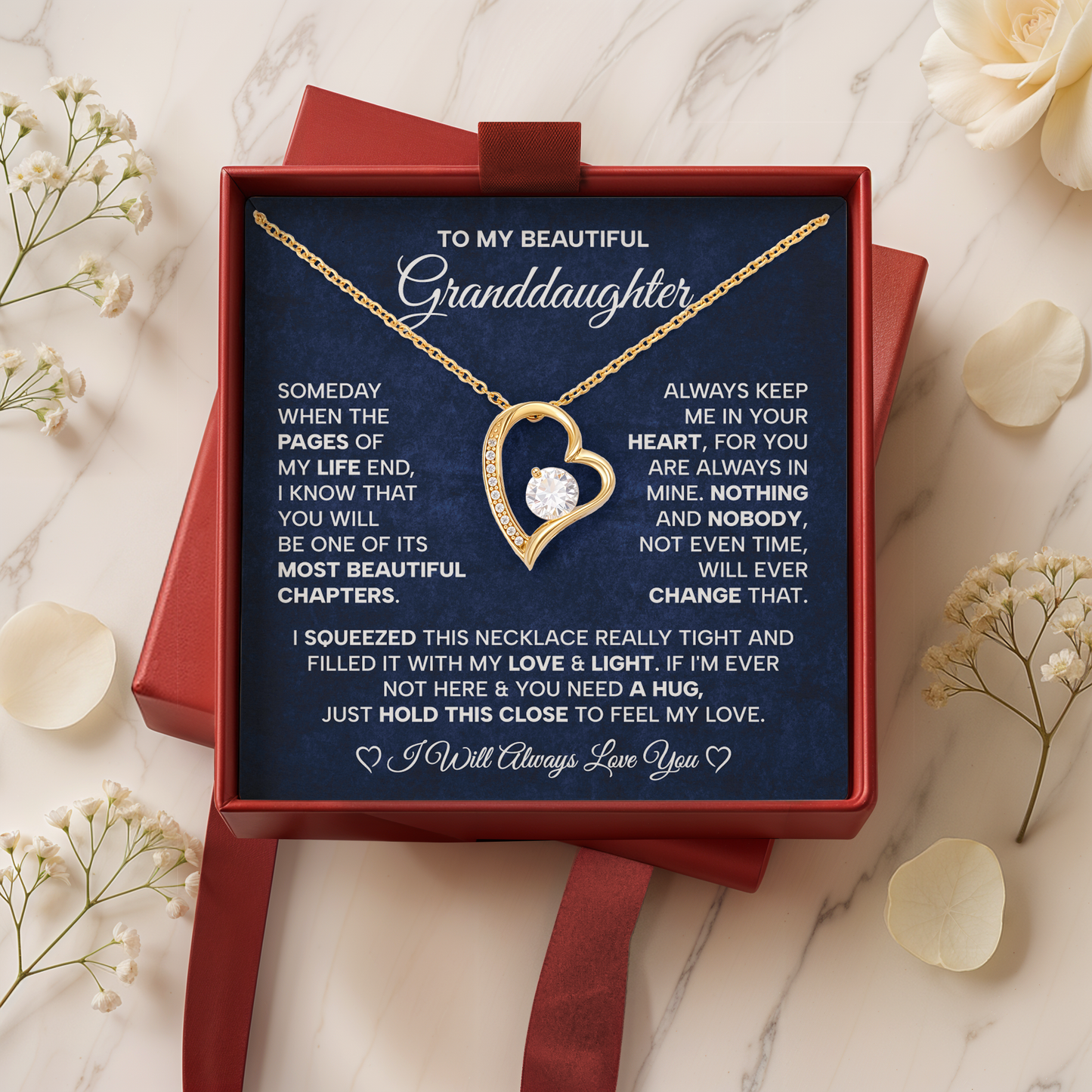 To My Beautiful Granddaughter Necklace - Birthday, Graduation & Christmas Gift
