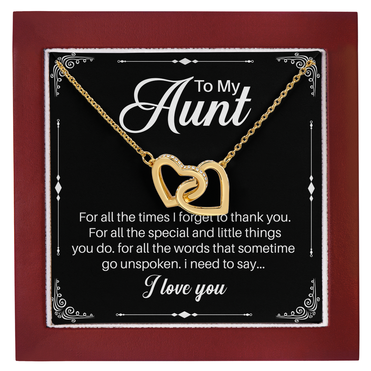 To My Aunt Interlocking Hearts Necklace – Meaningful Gift for Aunt, Appreciation Jewelry, Birthday Gift from Niece or Nephew