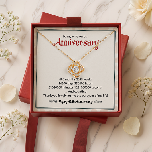 To My Wife On Our Happy 40th Anniversary Necklace Gift for Her
