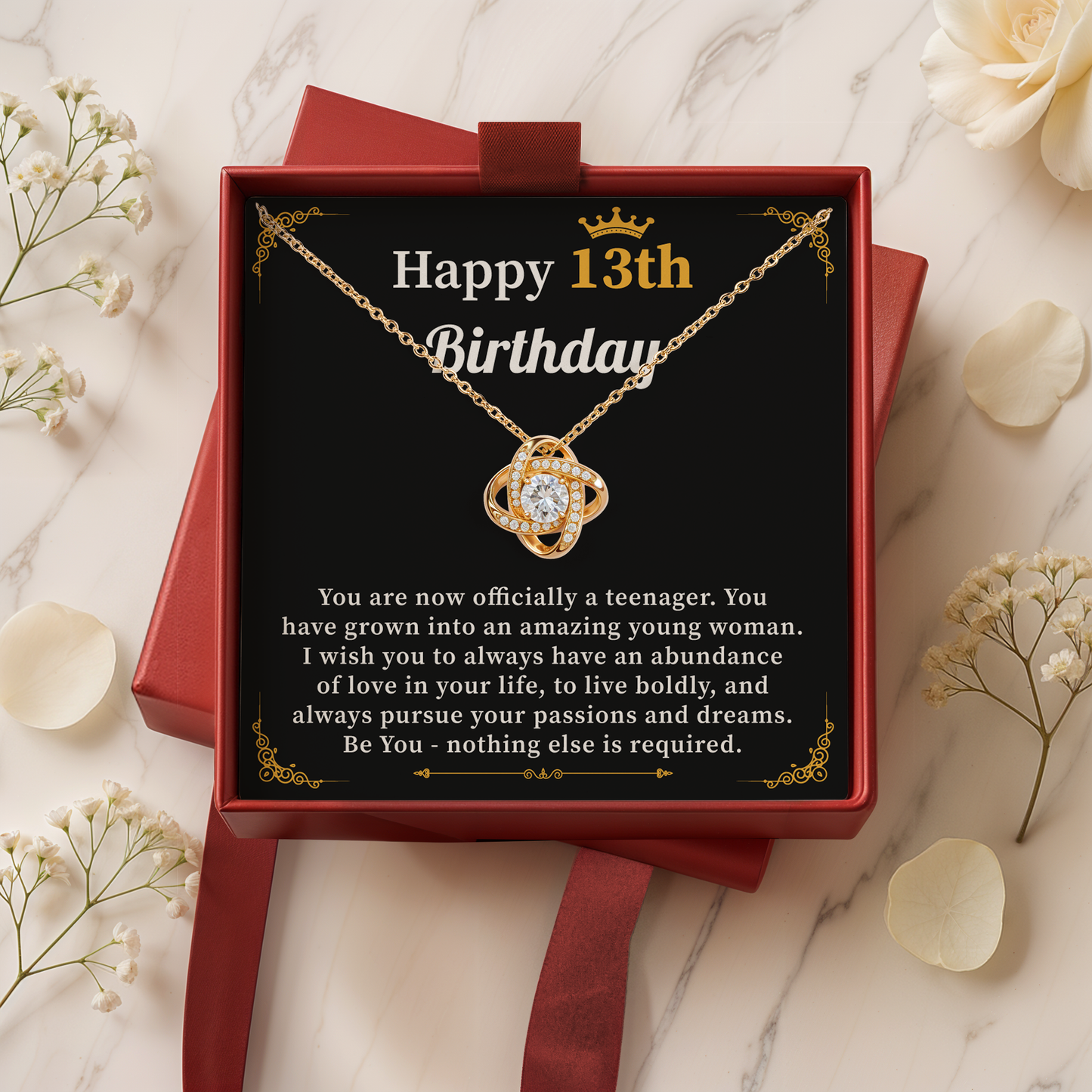 13th Birthday Necklace for Girl Gift from Mom or Dad