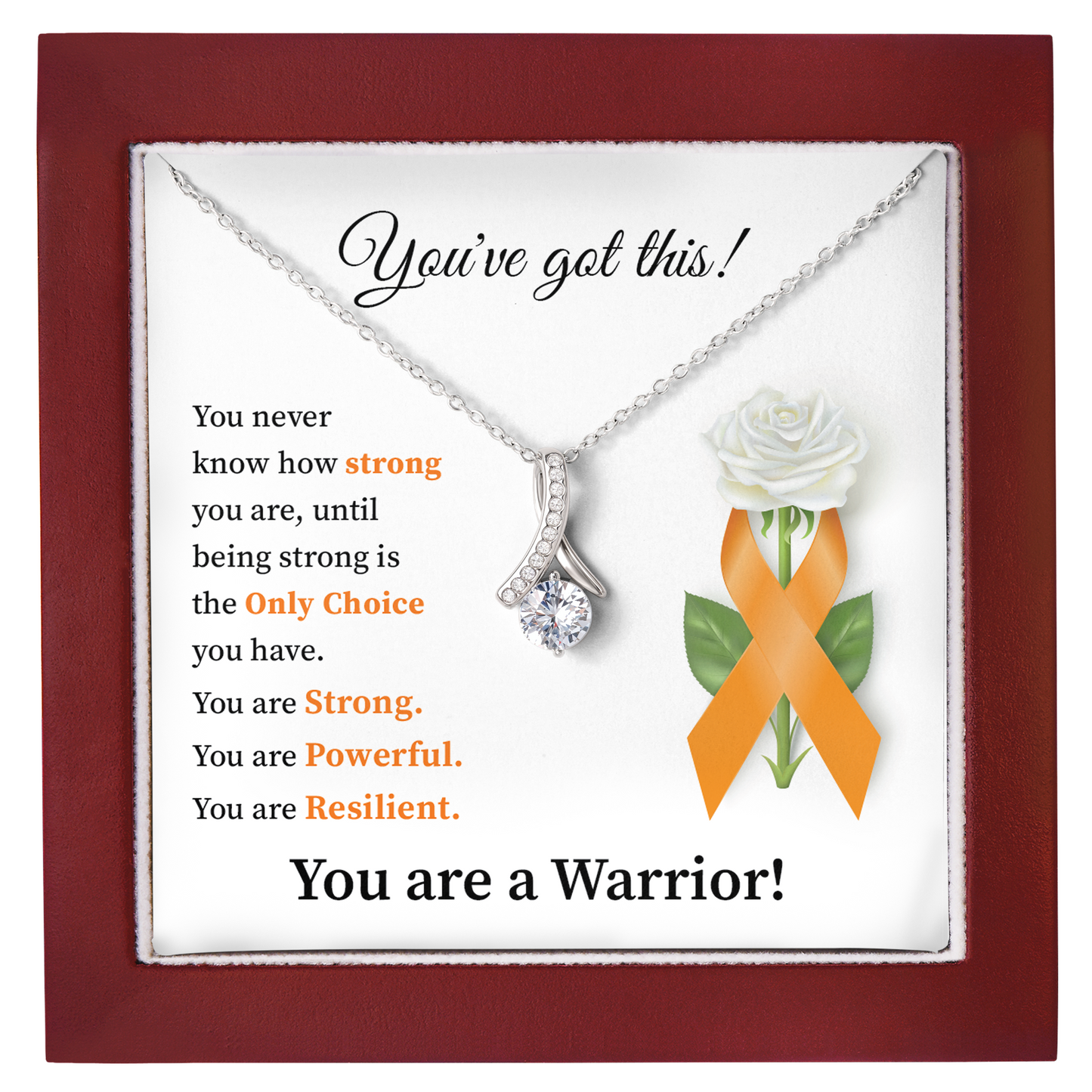 You’ve Got This Orange Ribbon Necklace Warrior Strength Gift for Her