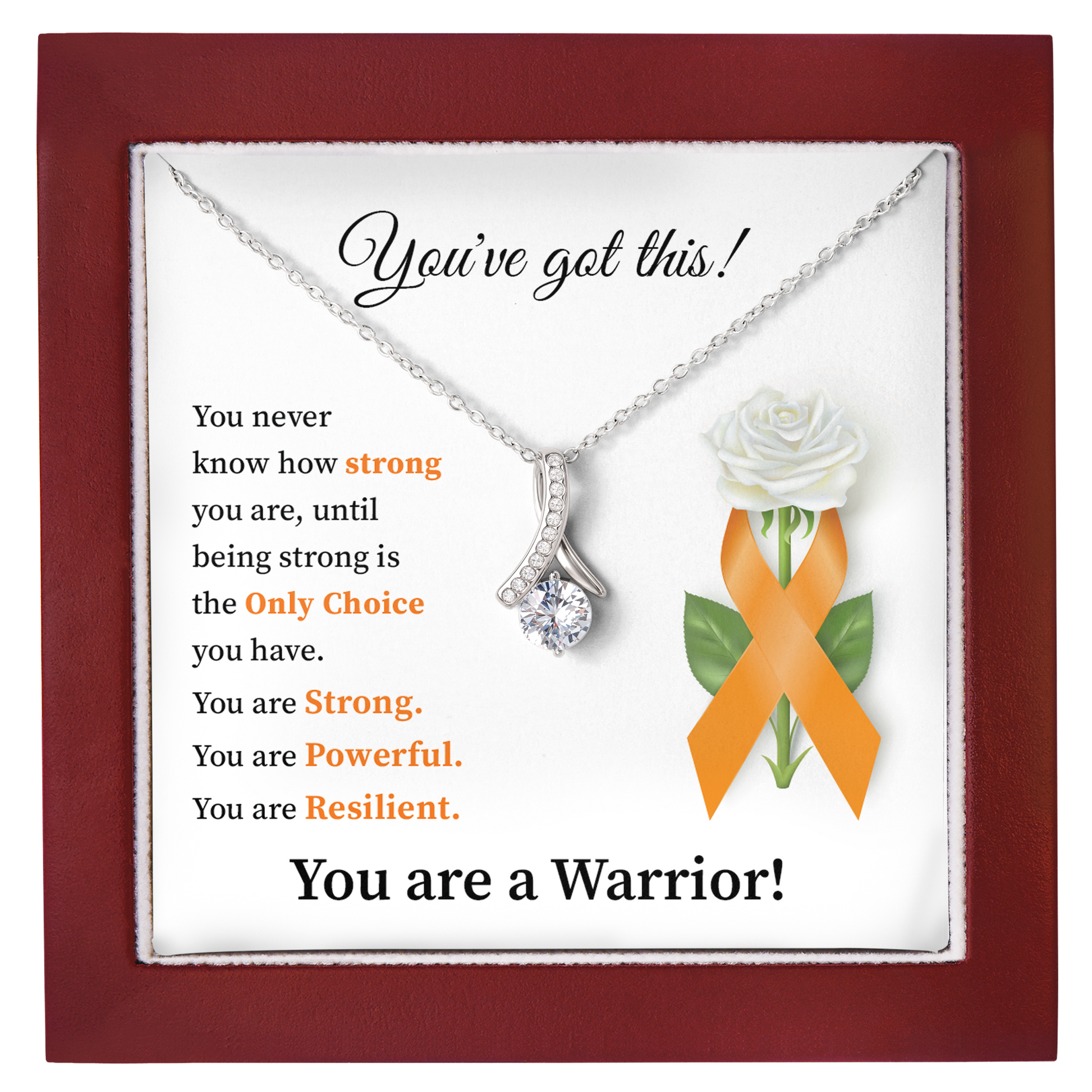 You’ve Got This Orange Ribbon Necklace Warrior Strength Gift for Her