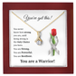 You Are a Warrior Silver Ribbon Necklace Strength & Support Gift for Her