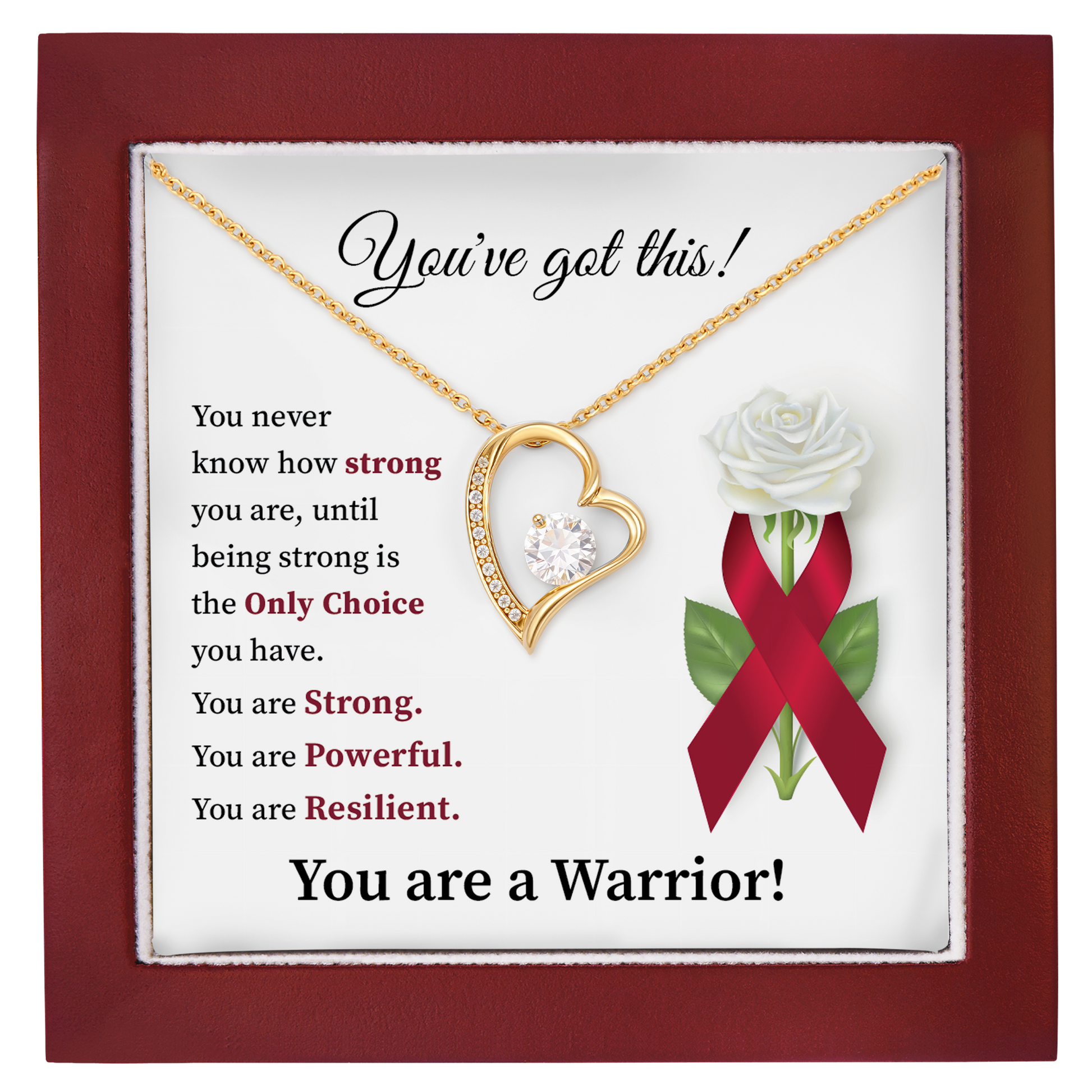 You’ve Got This Warrior Heart Necklace Strength & Encouragement Gift for Her