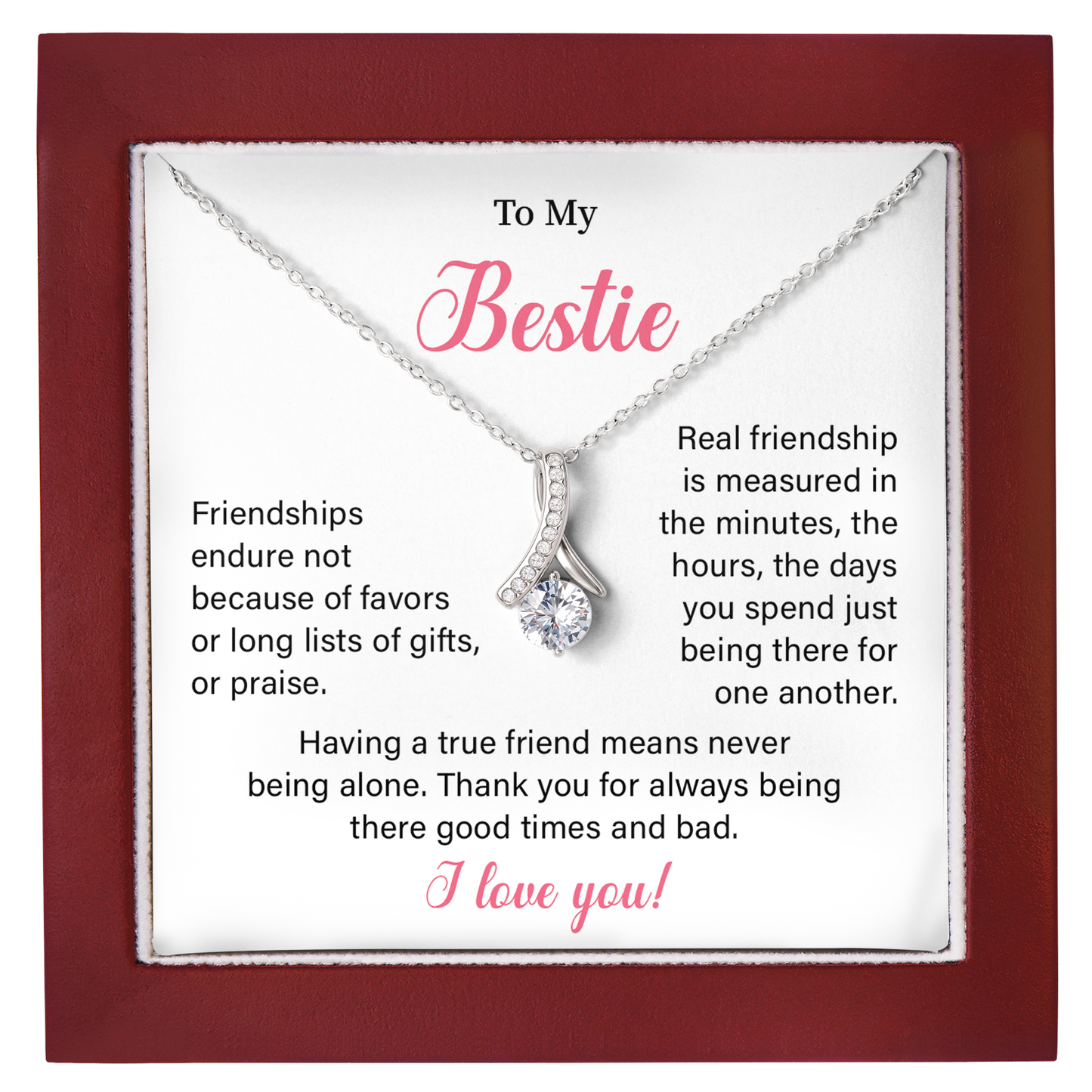Best Friend Necklace for Women Bestie Gift with Friendship Message Card and Wishbone Necklace