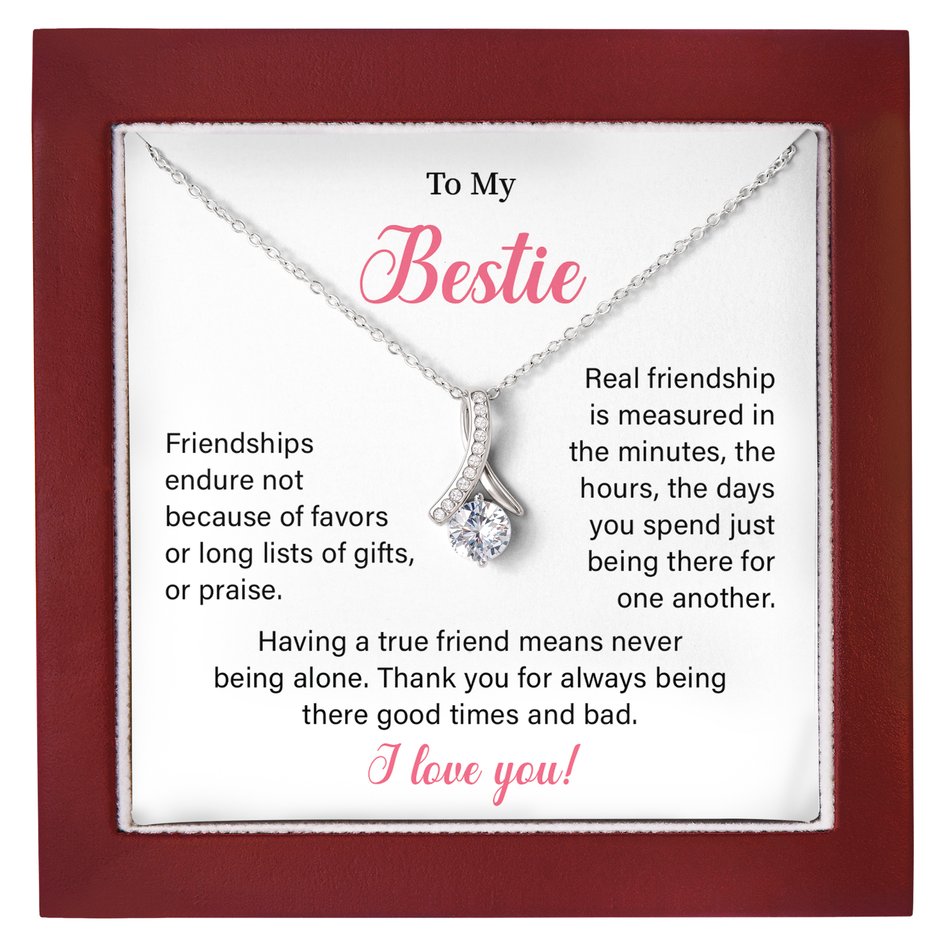 Best Friend Necklace for Women Bestie Gift with Friendship Message Card and Wishbone Necklace