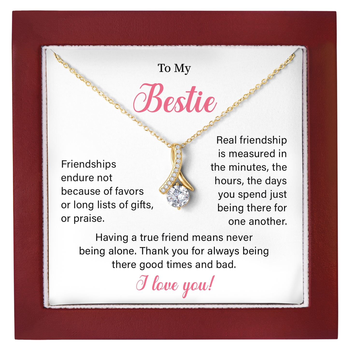 Best Friend Necklace for Women Bestie Gift with Friendship Message Card and Wishbone Necklace