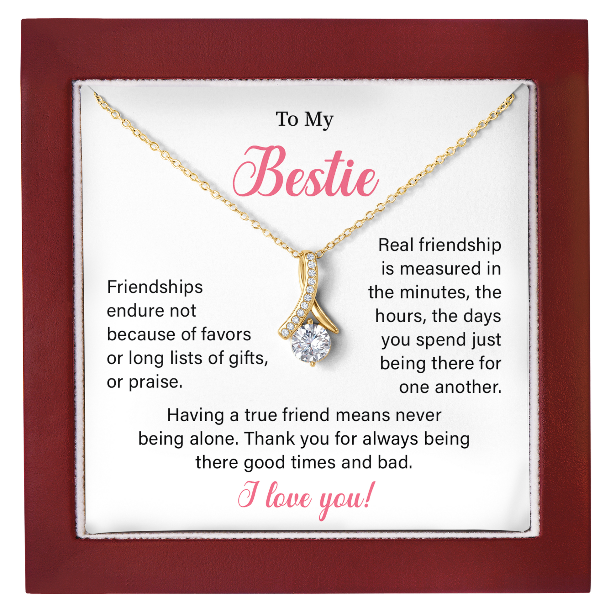 Best Friend Necklace for Women Bestie Gift with Friendship Message Card and Wishbone Necklace