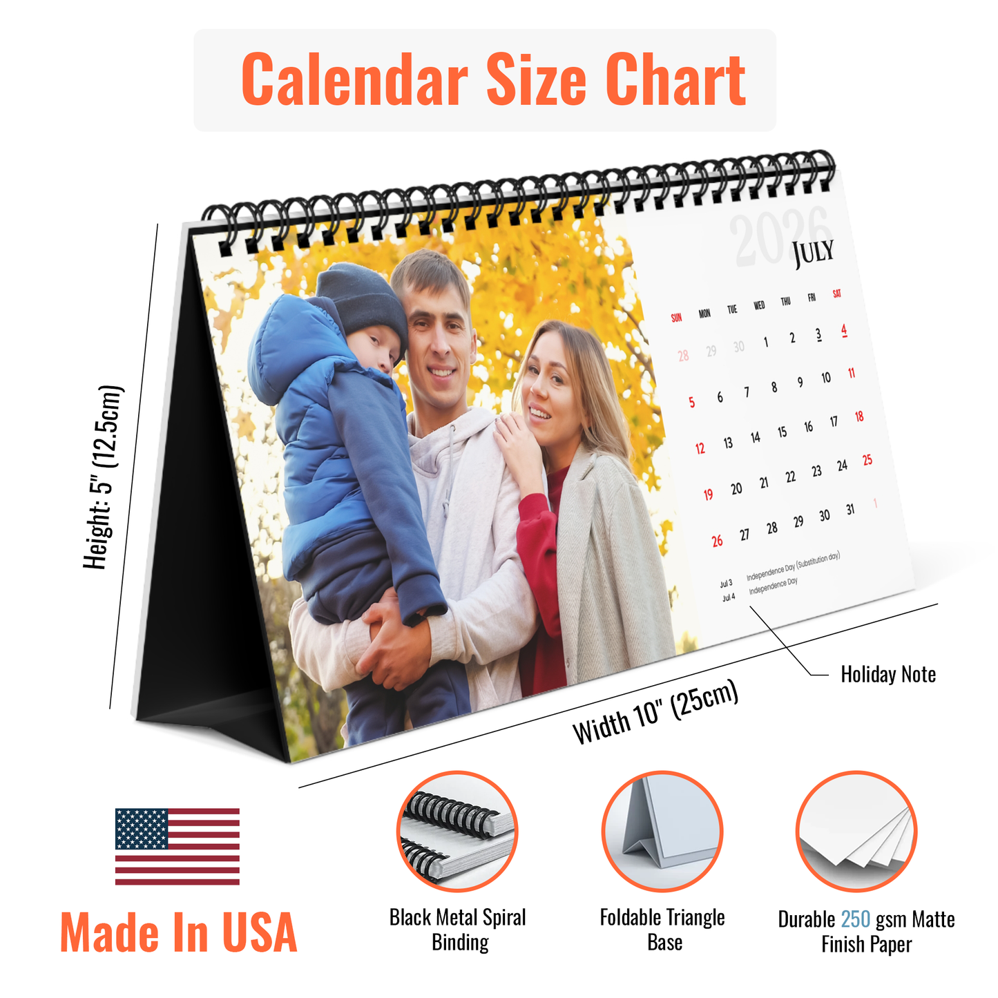 2026 Desk Calendar Family Photo Table Calendar, January-December Planner