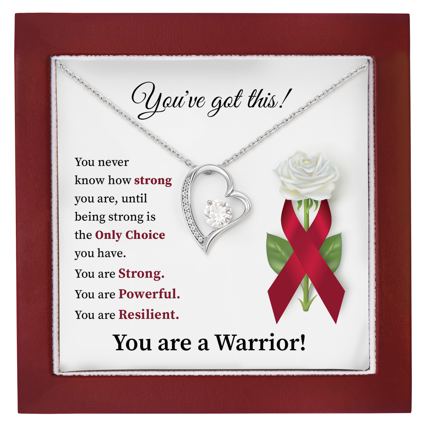 You’ve Got This Warrior Heart Necklace Strength & Encouragement Gift for Her