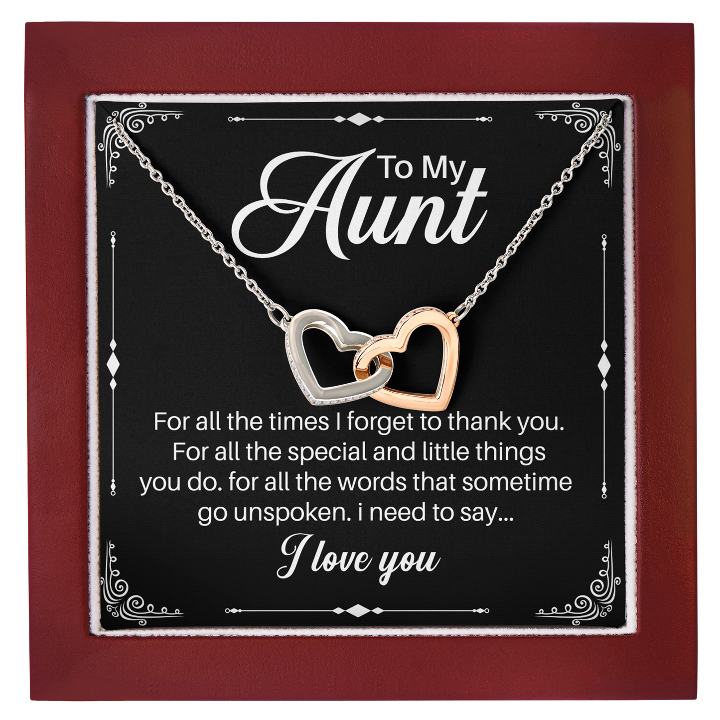 To My Aunt Interlocking Hearts Necklace – Meaningful Gift for Aunt, Appreciation Jewelry, Birthday Gift from Niece or Nephew