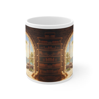 3D Bookshelf Ceramic white Mug 11oz